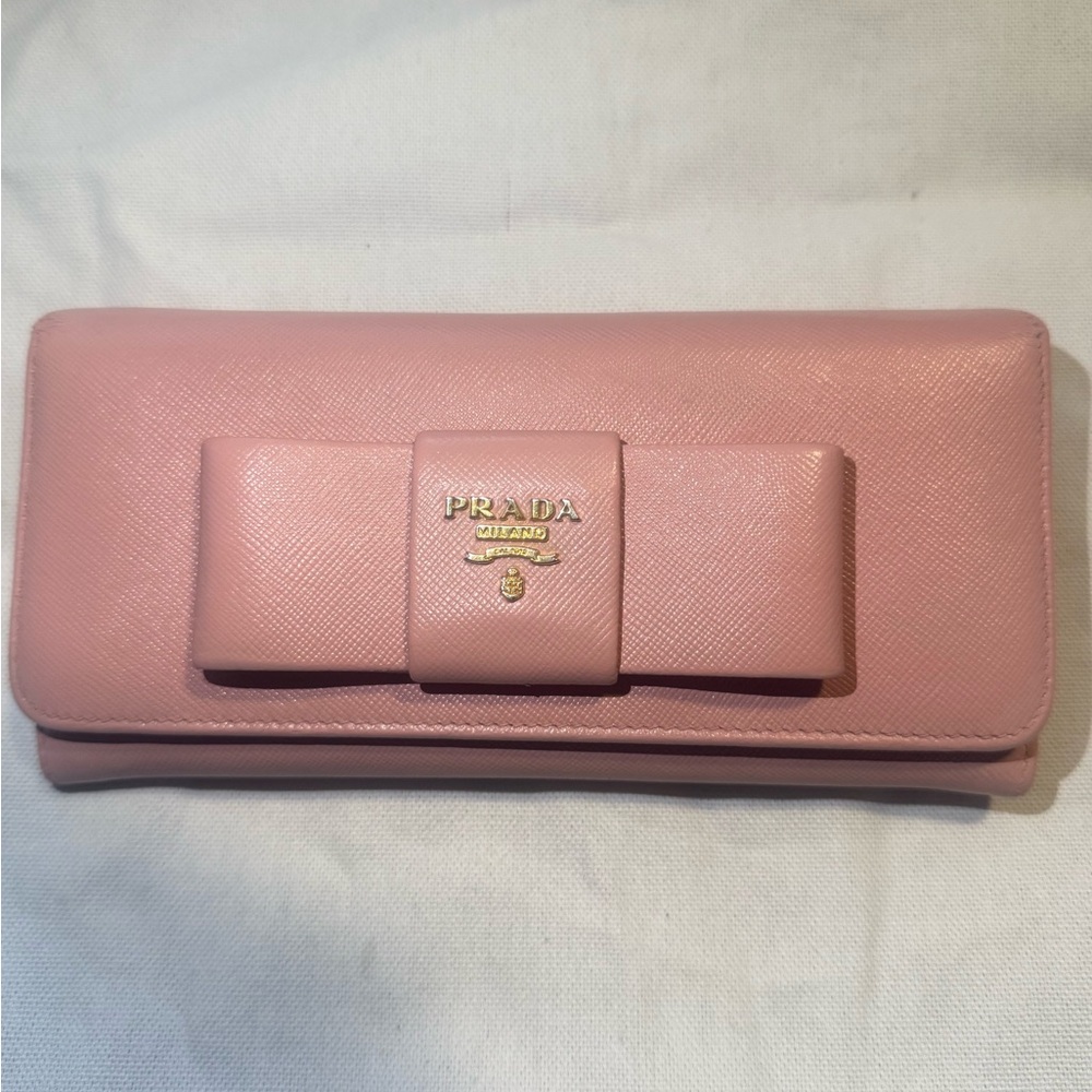 Prada Pink Bow Leather Wallet